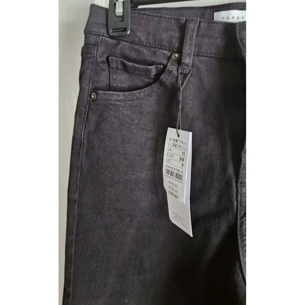 NWT TOPSHOP JAMIE W29 woman black ORGANIC denim skinny stretch jeans Turkey made